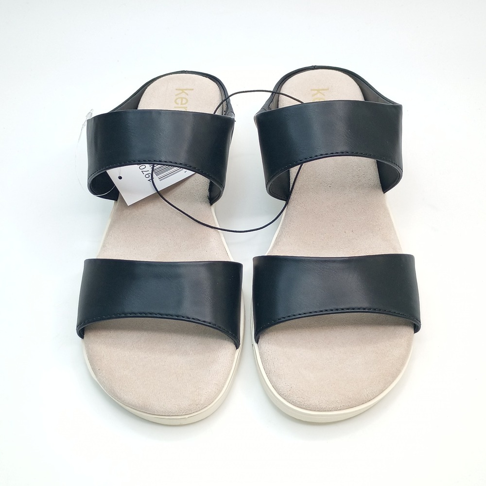Kensie Endy Comfort Wedge Sandals Women Size 8 Black Faux Leather KS261620 - Picture 3 of 10